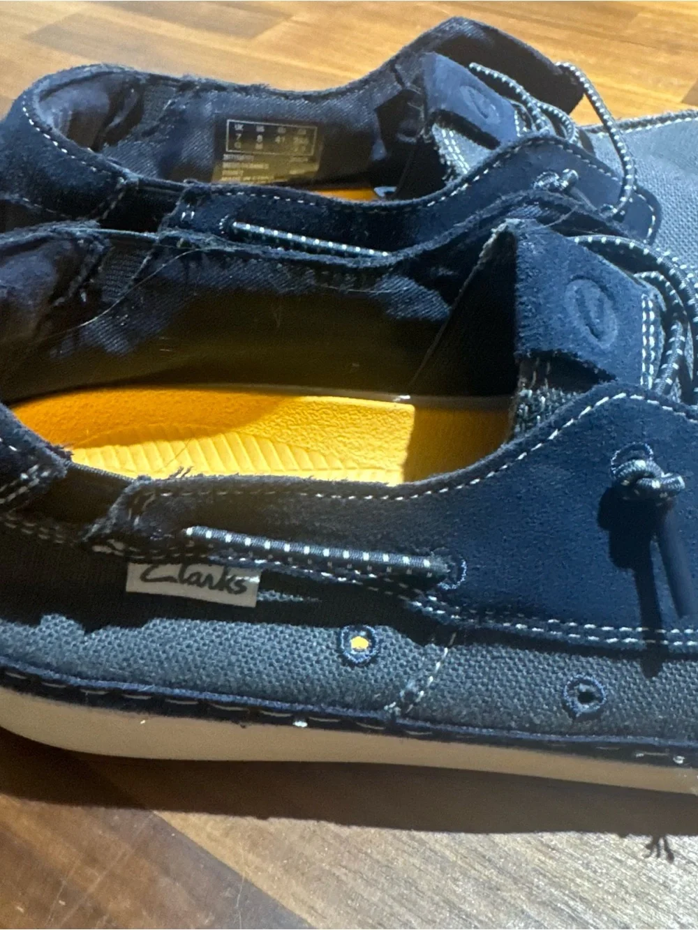 Clarks Men's Higley Tie Slip-On Canvas Boat Shoes Navy Size 8